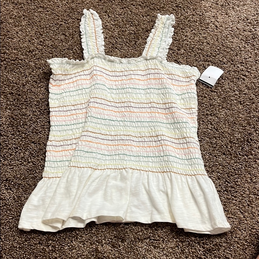 Girls Striped Ruffle Tank Top
